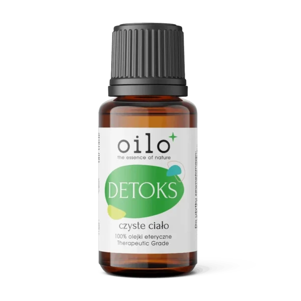 DETOKS- mieszanka olejków — butelka z przodu, etykieta
