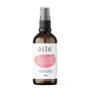 Olej migdałowy / słodki migdał — butelka 100 ml z przodu, etykieta