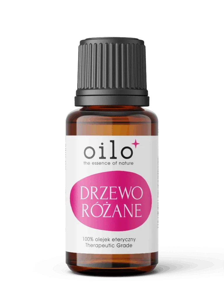Olejek z drzewa różanego — butelka z przodu, etykieta (ujęcie 2)