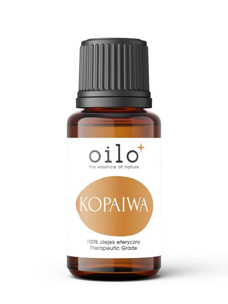 Olejek copaibowy — butelka z przodu, etykieta