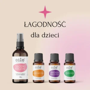 ŁAGODNOŚĆ — zestaw: słodki migdał 100 ml, mandarynka, lawenda wąskolistna, tymianek