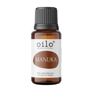 Olejek manuka — butelka z przodu, etykieta
