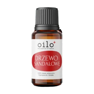 Olejek z drzewa sandałowego — butelka z przodu, etykieta
