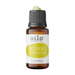 Olejek z drzewa cytrynowego — butelka z przodu, etykieta