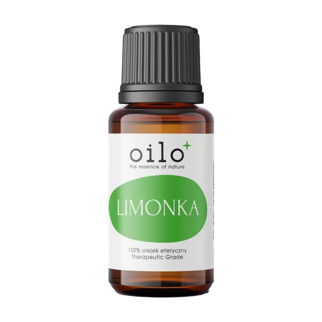 Olejek limonkowy — butelka z przodu, etykieta