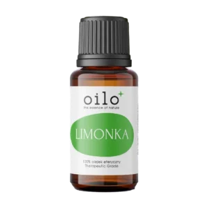 Olejek limonkowy — butelka z przodu, etykieta