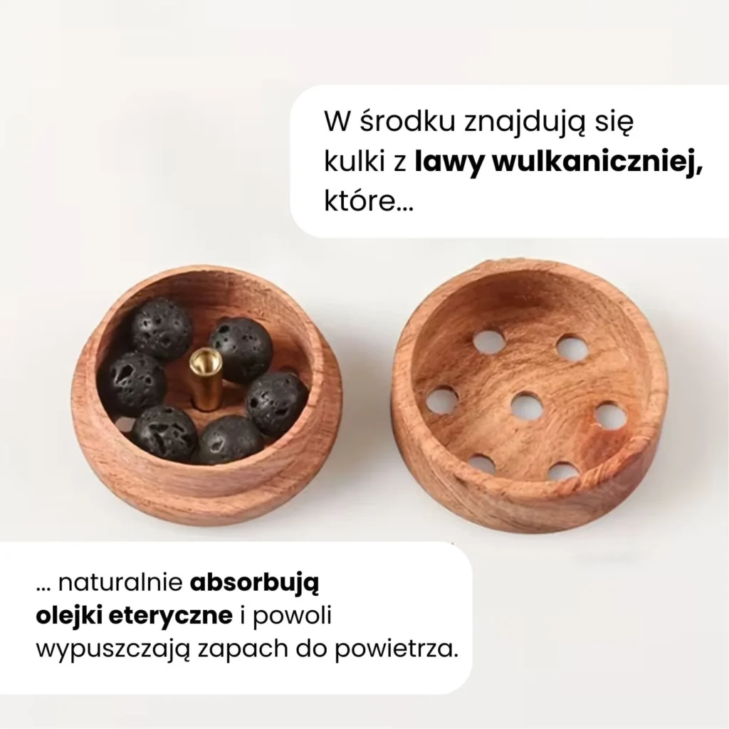 Dyfuzor aromaterapeutyczny do samochodu DREWNO + LAWA — zdjęcie urządzenia