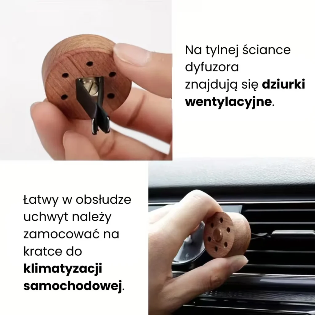 Dyfuzor aromaterapeutyczny do samochodu DREWNO + LAWA — zdjęcie urządzenia