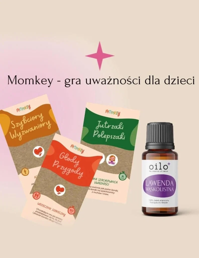 MOMKEY — karty uważności dla dzieci oraz olejek lawenda wąskolistna