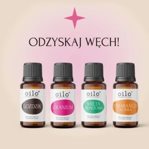 ODZYSKAJ WĘCH — zestaw: goździk, geranium, mięta pieprzowa i pomarańcza słodka