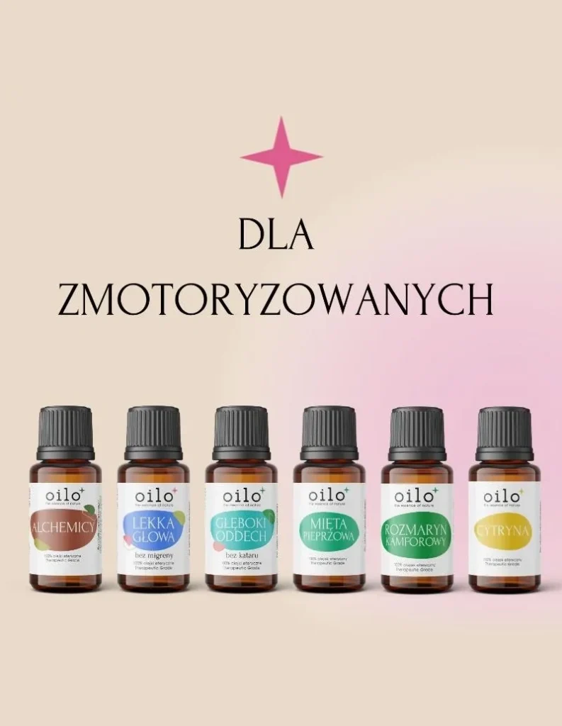 PREZENT DLA KIEROWCY — zestaw: Alchemicy, Lekka Głowa, Głęboki Oddech, mięta pieprzowa, rozmaryn kamforowy i cytryna
