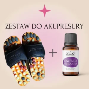 ZESTAW DO AKUPRESURY — klapki akupresurowe oraz olejek lawenda wąskolistna